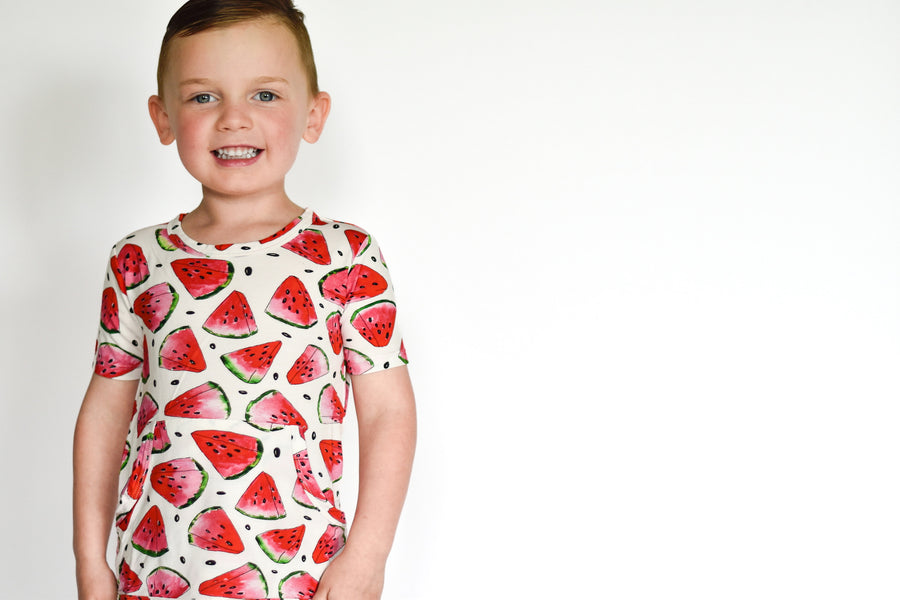 Front Opening Shortie Romper in OG Watermelons 2.0 | Bamboo Viscose