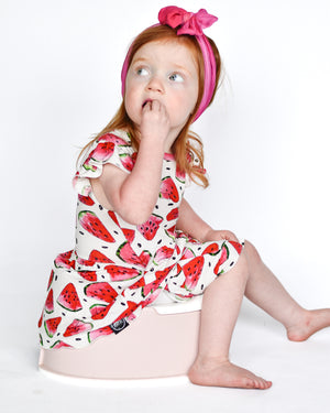 Switch-A-Roo™ Reversible Opening OG Twirl Shortie Romper in Watermelons 2.0| Bamboo Viscose