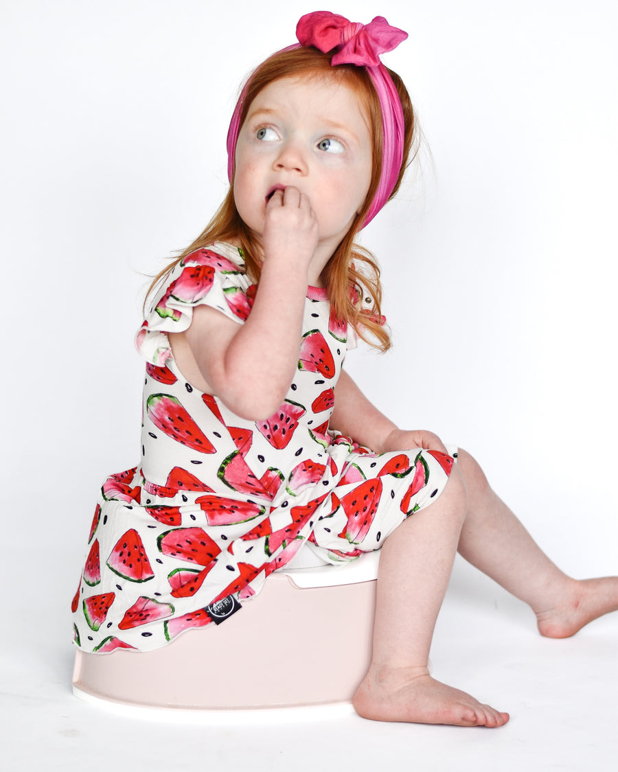 Switch-A-Roo™ Reversible Opening OG Twirl Shortie Romper in Watermelons 2.0| Bamboo Viscose