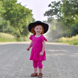 Switch-A-Roo ™ Reversible Opening Twirl Shortie Romper in Fuchsia | Bamboo Viscose
