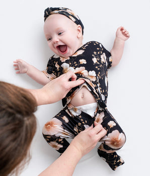 Front Opening Ready Set Romper® in Midnight Blooms