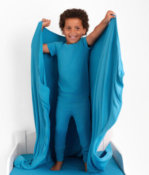 2 pc Loungewear Set in Ribbed Blue-tiful