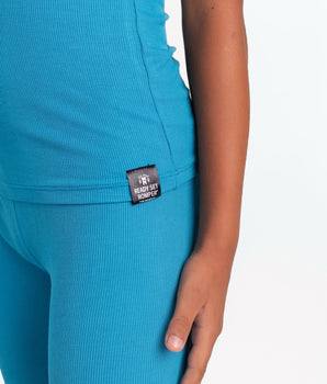 2 pc Loungewear Set in Ribbed Blue-tiful