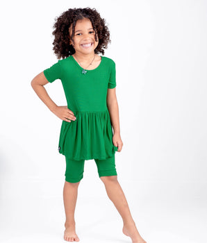 Reversible Opening Ready Set Romper®  Twirl Shortie in Ribbed Emerald