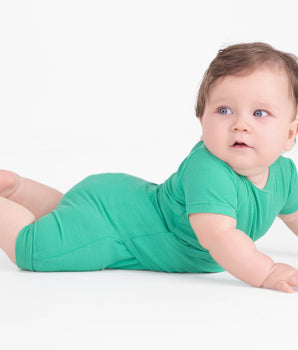 Front Opening Ready Set Romper® Shortie in Ribbed Seafoam