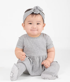 Reversible Opening Ready Set Romper® Twirl in Ribbed Heathered Grey