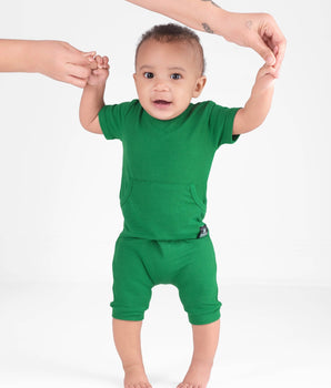 Front Opening Ready Set Romper® Shortie in Ribbed Emerald