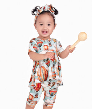 Reversible Opening Ready Set Romper® Shortie Twirl in Catch Me in the Clouds