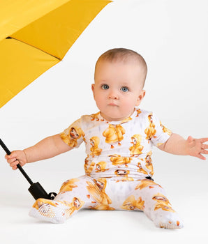 Front Opening Ready Set Romper® in Rainy Day Ducks