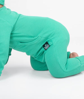 Front Opening Ready Set Romper® in Ribbed Seafoam