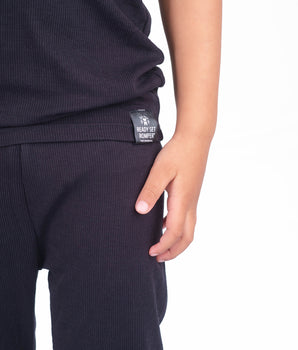 2 pc Loungewear Set in Ribbed Essential Midnight