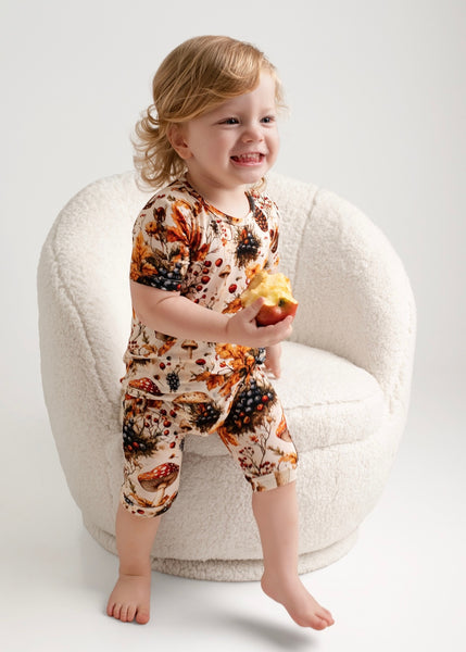 Front Opening Ready Set Romper® Shortie in Mushrooms – Ready Set