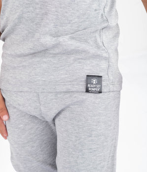 2 pc Loungewear Set in Ribbed Heathered Grey