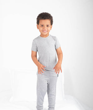 2 pc Loungewear Set in Ribbed Heathered Grey