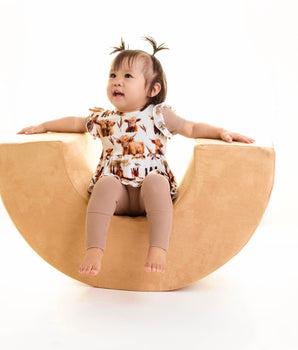 Reversible Opening Ready Set Romper® Twirl in Highland Dreams + Ribbed Caramel