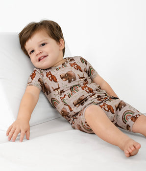 Front Opening Ready Set Romper® Shortie in Woodland Animals