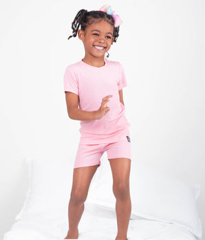 2 pc Loungewear Set in Ribbed Bubblegum