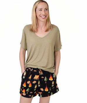 FINAL SALE Women’s 2 pc Casual Deluxe V-Neck Loungewear set in Little Explorer