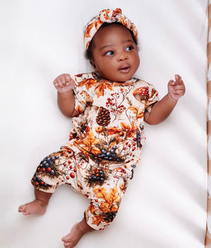 Front Opening Ready Set Romper® Shortie in Mushrooms