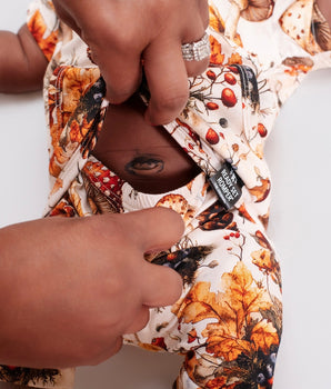 Front Opening Ready Set Romper® Shortie in Mushrooms