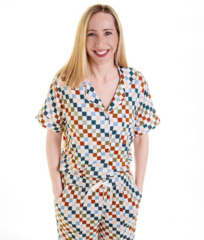 Women’s Deluxe Loungewear TOP in Checkered Spice