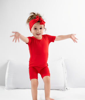 Change-A-Roo™ Front Opening Shortie Romper in Pomegranate