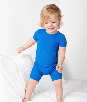 Front Opening Ready Set Romper® Shortie in Ribbed Sapphire