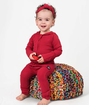 Front Opening Ready Set Romper® ZIP-IT! in Ribbed Crimson