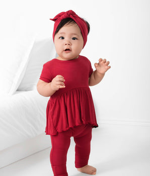 Reversible Opening Ready Set Romper® Twirl in Ribbed Crimson