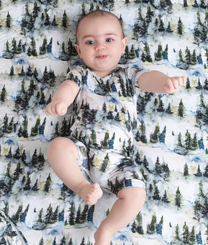 Front Opening Ready Set Romper® Shortie in O.G The Woodlands