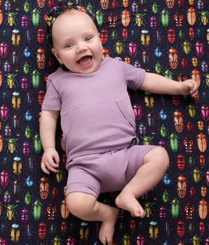 Front Opening Ready Set Romper® Shortie in Ribbed Lavender