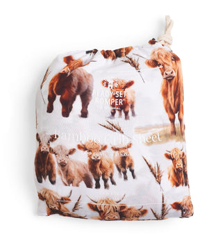 Bamboo Crib Sheet in Highland Dreams + Ribbed Caramel