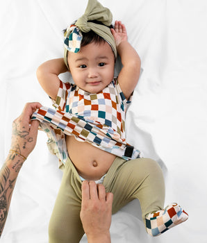 Reversible Opening Ready Set Romper® Twirl in Checkered Spice
