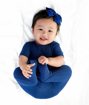 Front Opening Ready Set Romper® in Ribbed Into the Blue