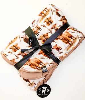 Bamboo Blanket in Highland Dreams + Ribbed Caramel