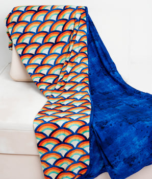 XL Blanket in Rainbow Rhapsody & Marbled Sapphire (Reversible)