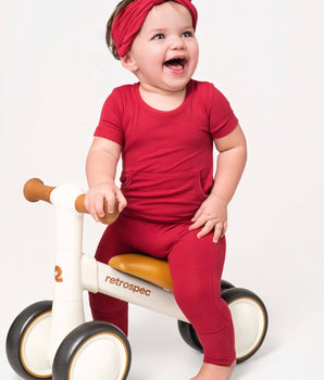 Front Opening Ready Set Romper® in Ribbed Crimson