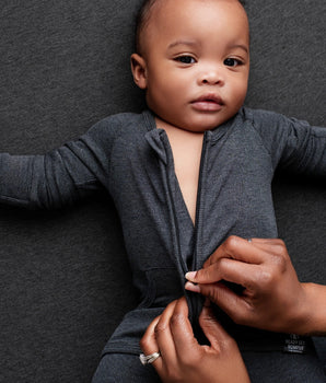 Front Opening Ready Set Romper® ZIP-IT! in Ribbed O.G London Fog