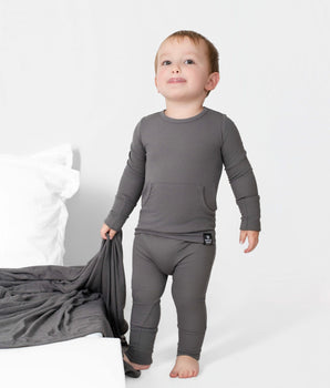 Front Opening Ready Set Romper® in Ribbed Stormy
