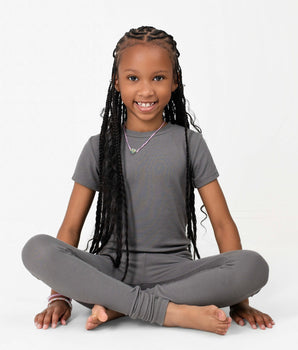 2 pc Loungewear Set in Ribbed Stormy