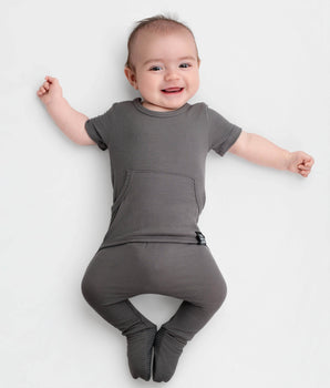 Front Opening Ready Set Romper® in Ribbed Stormy