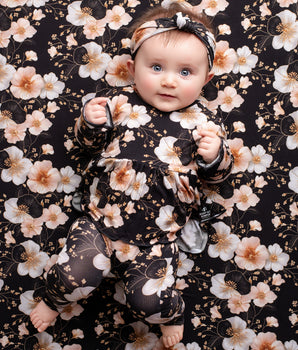 Bamboo Crib Sheet in Midnight Blooms