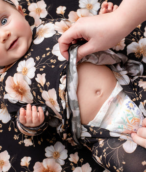 Reversible Opening Ready Set Romper® Twirl in Midnight Blooms- LSLL
