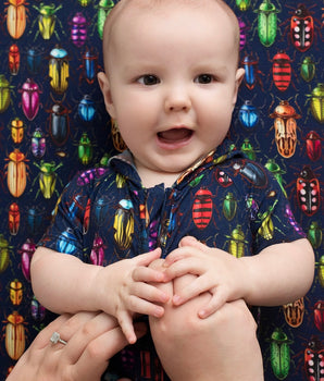 Front Opening Ready Set Romper® ZIP-IT! in Beetle-Mania!