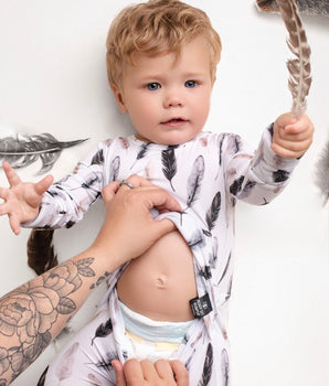 Front Opening Ready Set Romper® in O.G Feathered Ebony