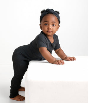 Front Opening Ready Set Romper® in Ribbed O.G London Fog