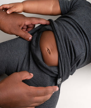 Front Opening Ready Set Romper® in Ribbed O.G London Fog