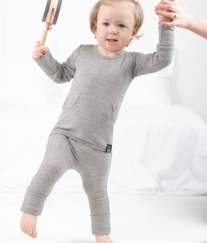Front Opening Ready Set Romper® in Ribbed Heathered Grey