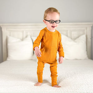 Front Opening Romper in Amber | Bamboo Viscose