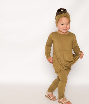 Front Opening Twirl Romper in Khaki | Bamboo Viscose